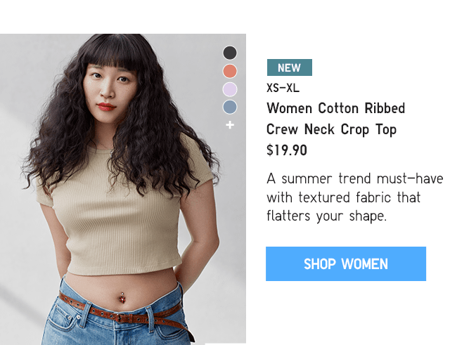PDP3 - WOMEN COTTON RIBBED CREW NECK CROP TOP