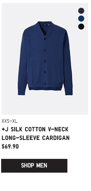 PDP6 - MEN +J SILK COTTON V-NECK LONG-SLEEVE CARDIGAN