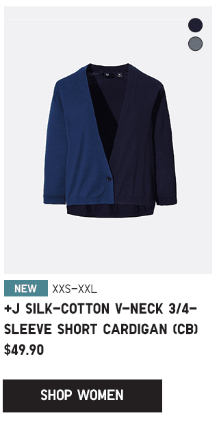 PDP3 - WOMEN +J SILK-COTTON V-NECK 3/4 SLEEVE SHORT CARDIGAN