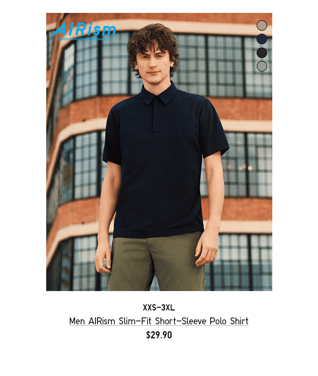 PDP83 - MEN AIRISM SLIM-FIT SHORT-SLEEVE POLO SHIRT