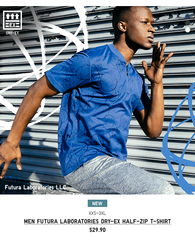 PDP7 - MEN FUTURA LABORATORIES DRY-EX HALF-ZIP T-SHIRT