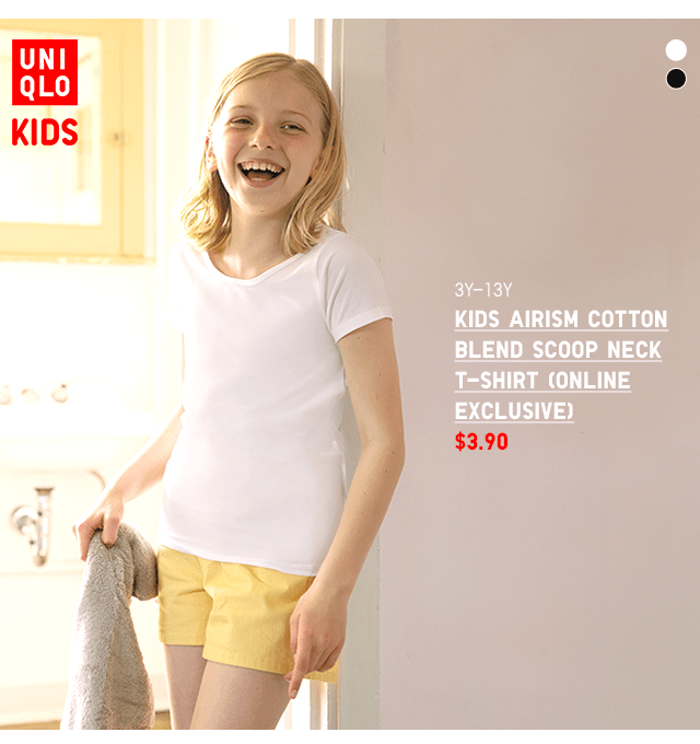 PDP3 - KIDS AIRISM COTTON BLEND SCOOP NECK T-SHIRT