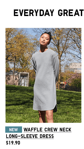 PDP5 - WOMEN WAFFLE CREW NECK LONG-SLEEVE DRESS