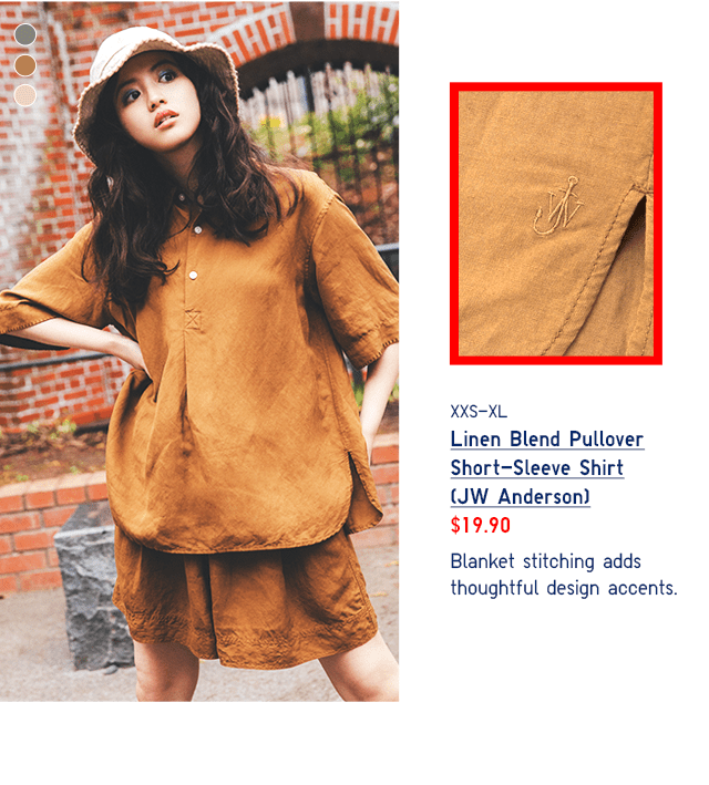 PDP1 - WOMEN LINEN BLEND PULLOVER SHORT-SLEEVE SHIRT