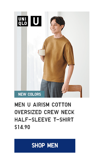 PDP9 - MEN U AIRISM COTTON OVERSIZED CREW NECK HALF-SLEEVE T-SHIRT