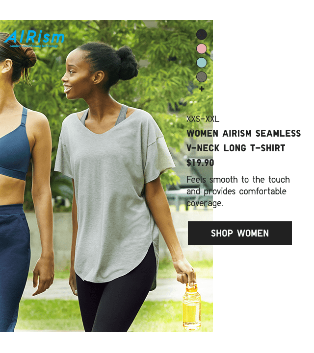 PDP1 - WOMEN AIRISM SEAMLESS V-NECK LONG T-SHIRT