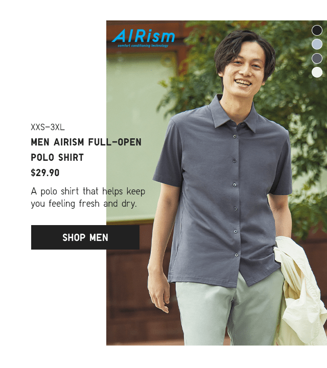 PDP4 - MEN AIRISM FULL-OPEN POLO SHIRT