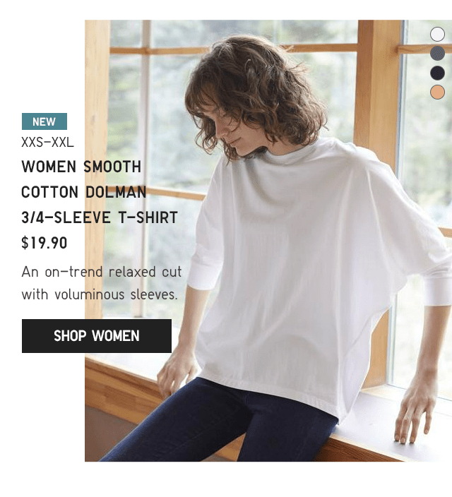 PDP2 - WOMEN SMOOTH COTTON DOLMAN 3/4 SLEEVE T-SHIRT