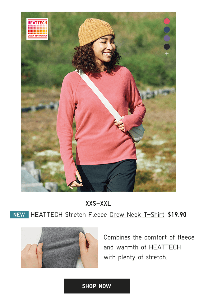 PDP2 - WOMEN HEATTEACH STRETCH FLEECE CREW NECK T-SHIRT