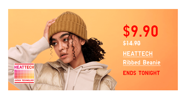BANNER BEANIE - HEATTECH RIBBED BEANIE ENDS TONIGHT