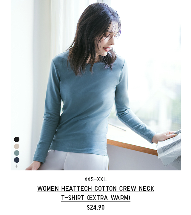 PDP3 - WOMEN HEATTECH COTTON CREW NECK T-SHIRT (EXTRA WARM)