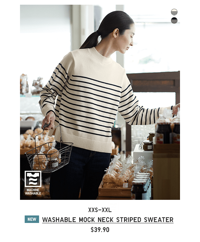 PDP1 - WASHABLE MOCK NECK STRIPED SWEATER