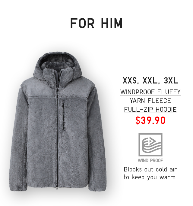PDP3 - MEN WINDPROOF FLUFFY YARN FLEECE FULL-ZIP HOODIE