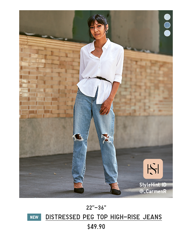 PDP2 - WOMEN PEG TOP HIGH-RISE JEANS (DAMAGED)