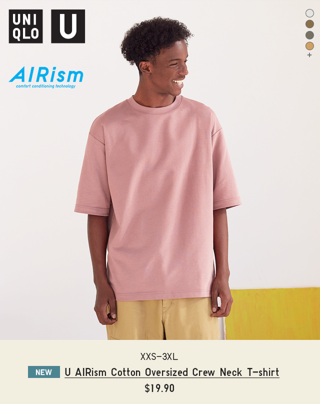PDP4 - MEN U AIRISM COTTON OVERSIZED CREW NECK T-SHIRT