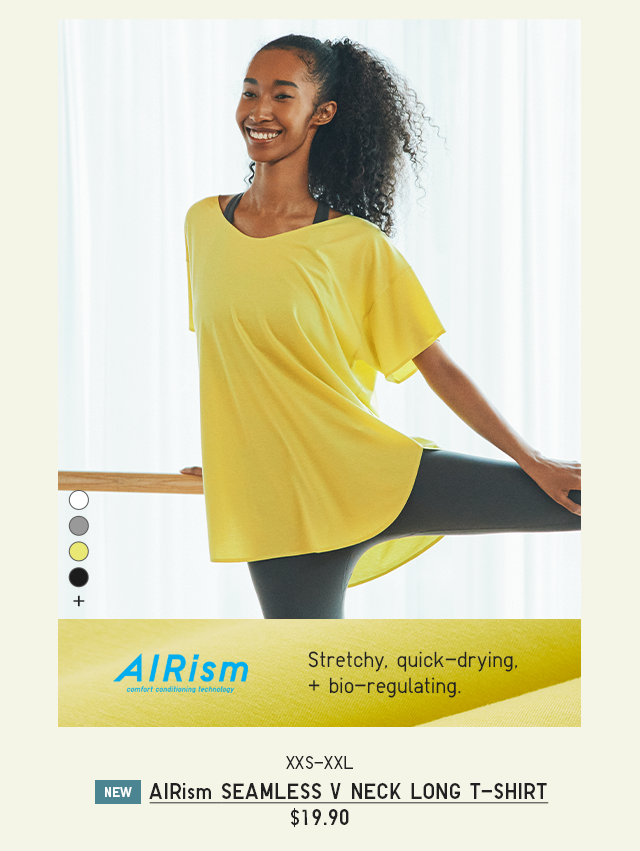 PDP2 - WOMEN AIRISM SEAMLESS V NECK LONG T-SHIRT
