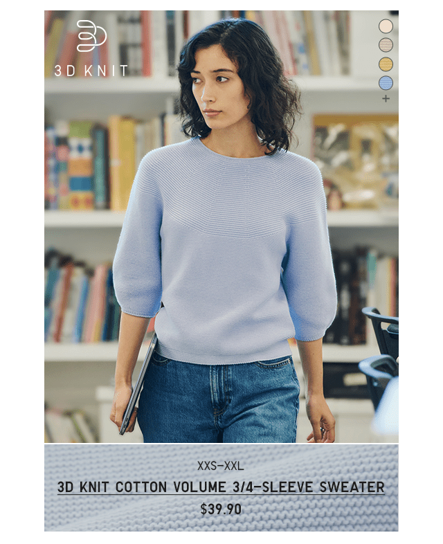 PDP5 - WOMEN 3D KNIT COTTON VOLUME 3/4-SLEEVE SWEATER