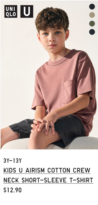 PDP7 - KIDS U AIRISM COTTON CREW NECK SHORT-SLEEVE T-SHIRT