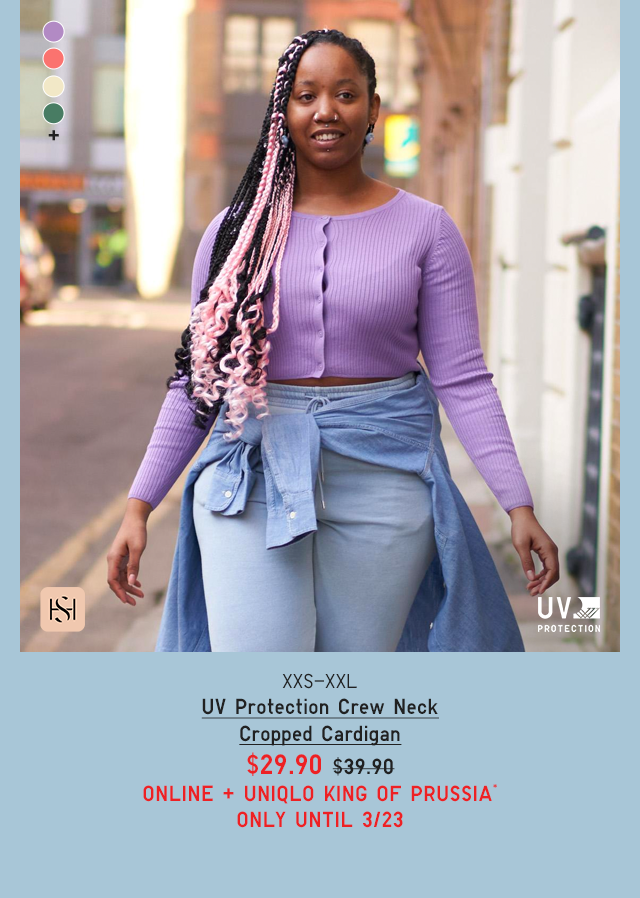 PDP2 - WOMEN UV PROTECTION CREW NECK CROPPED CARDIGAN