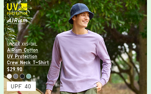 PDP8 - MEN AIRISM COTTON UV PROTECTION CREW NECK T-SHIRT