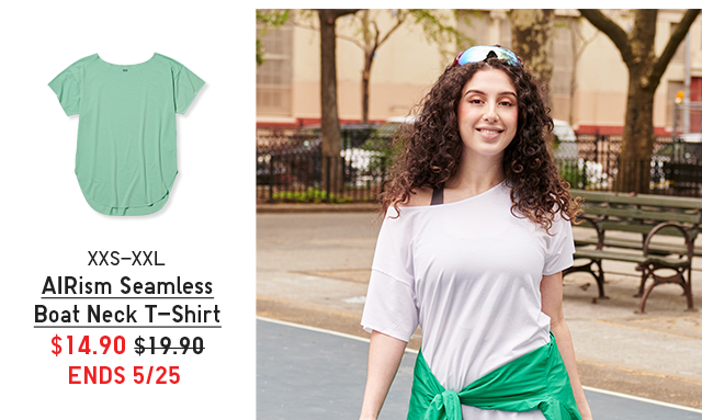 PDP1 - WOMEN AIRISM SEAMLESSS BOAT NECK T-SHIRT