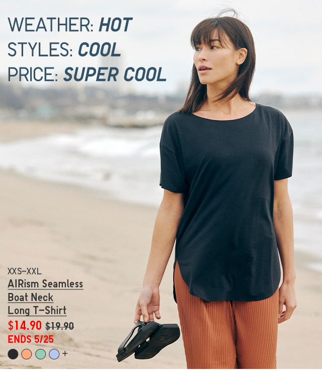 HERO - WOMEN AIRISM SEAMLES BOAT NECK LONG T-SHIRT