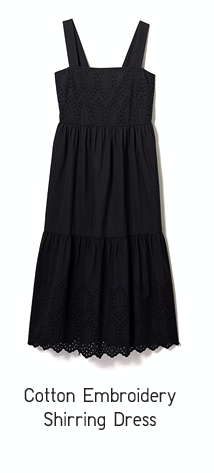 WOMEN COTTON EMBROIDERY SHIRRING DRESS