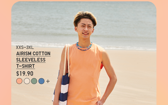 PDP10 - MEN AIRISM COTTON SLEEVELESS T-SHIRT