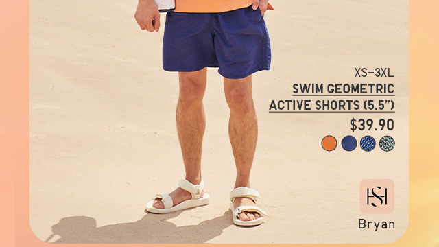PDP11 - MEN SWIM GEOMETRIC ACTIVE SHORTS 5.5 INCHES