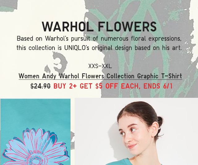 PDP1 - WOMEN ANDY WARHOL FLOWERS COLLECTION GRAPHIC T-SHIRT