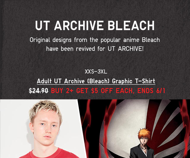 PDP5 - ADULT UT ARCHIVE BLEACH GRAPHIC T-SHIRT