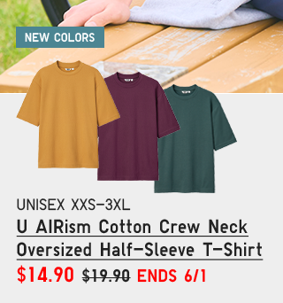 HERO 2 - UNISEX U AIRISM COTTON CREW NECK OVERSIZED HALF-SLEEVE T-SHIRT