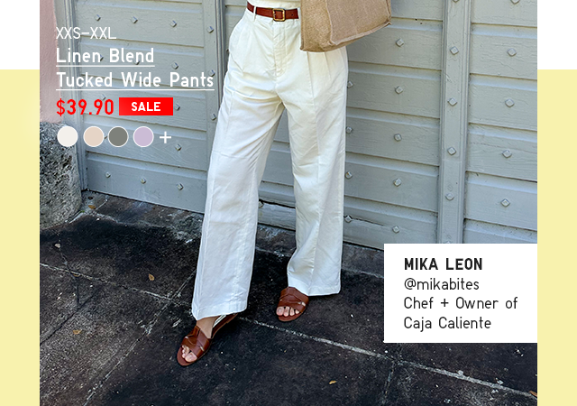 PDP2 - WOMEN LINEN BLEND TUCKED WIDE PANTS