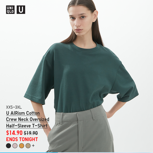 HERO - U AIRISM COTTON CREW NECK OVERSIZED HALF-SLEEVE T-SHIRT