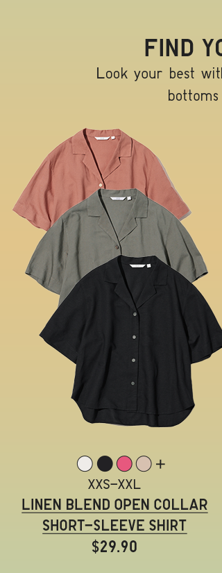 PDP2 - WOMEN LINEN BLEND OPEN COLLAR SHORT-SLEEVE SHRT