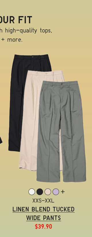 PDP3 - WOMEN LINEN BLEND TUCKED WIDE PANTS