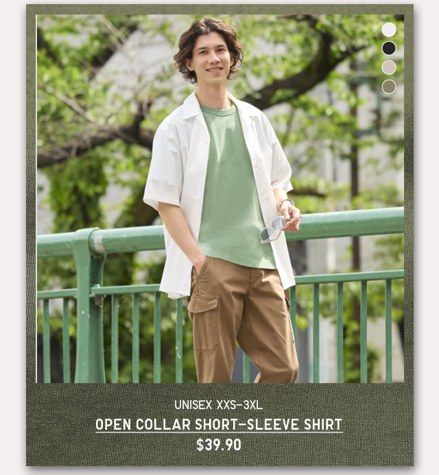 PDP1 - UNISEX OPEN COLLAR SHORT SLEEVE SHIRT