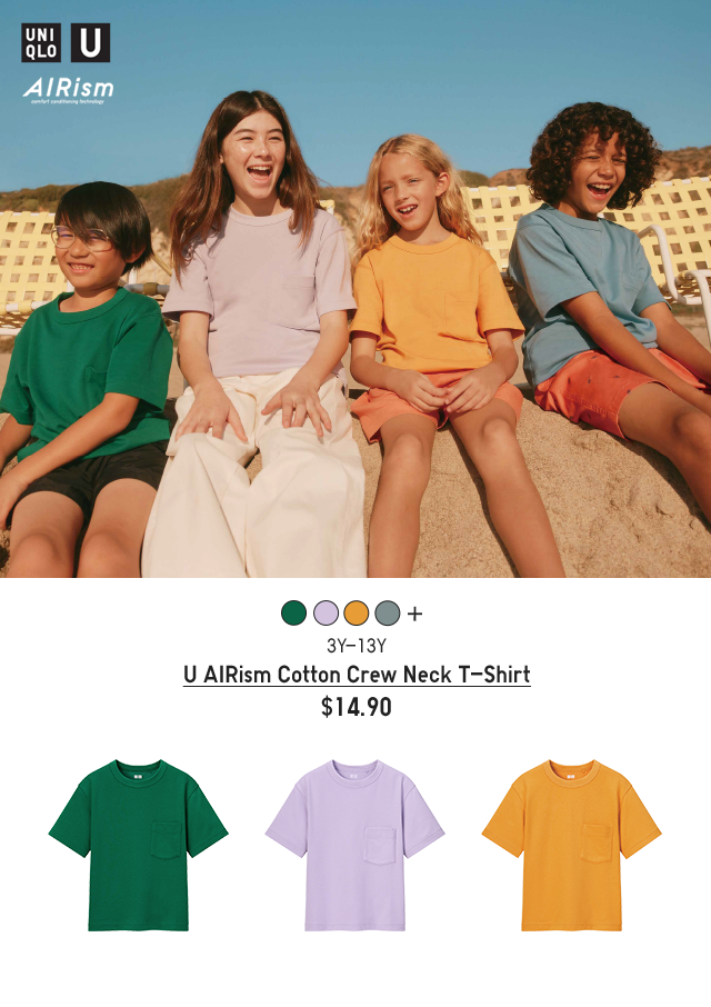 PDP13 - KIDS U AIRISM COTTON CREW NECK T-SHIRT