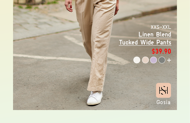 PDP2 - WOMEN LINEN BLEND TUCKED WIDE PANTS