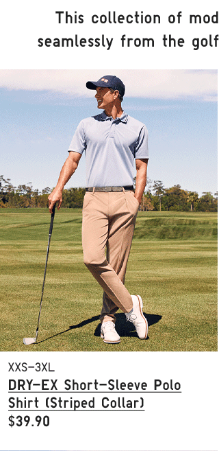 PDP3 - MEN DRY-EX SHORT-SLEEVE POLO SHIRT (STRIPED COLLAR)