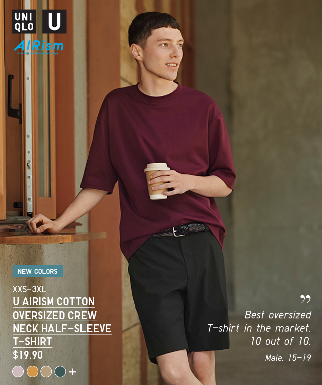 HERO - MEN AIRISM COTTON OVERSIZED CREW NECK HALF-SLEEVE T-SHIRT