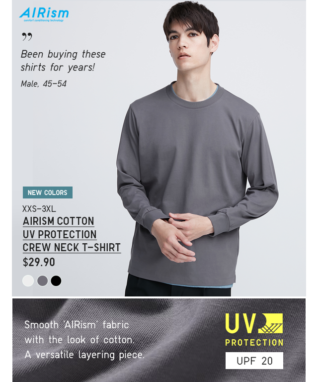 PDP 4 - AIRISM COTTON UV PROTECTION CREW NECK T-SHIRT