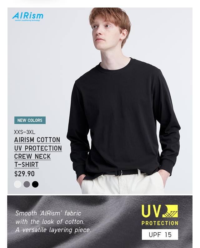 PDP4 - MEN AIRISM COTTON UV PROTECTION CREW NECK T-SHIRT