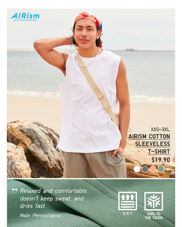 PDP5 - MEN AIRISM COTTON SLEEVELESS T-SHIRT