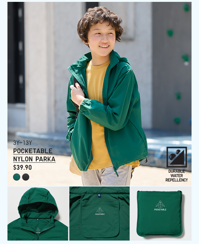PDP8 - KIDS POCKETABLE NYLON PARKA