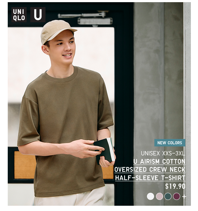 PDP 3 - U AIRISM COTTON OVERSIZED CREW NECK HALF-SLEEVE T-SHIRT