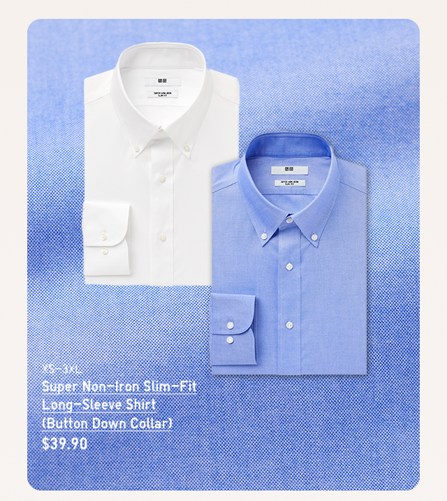 PDP5 - MEN SUPER NON IRON SLIM FIT LONG SLEEVE SHIRT BUTTON DOWN COLLAR