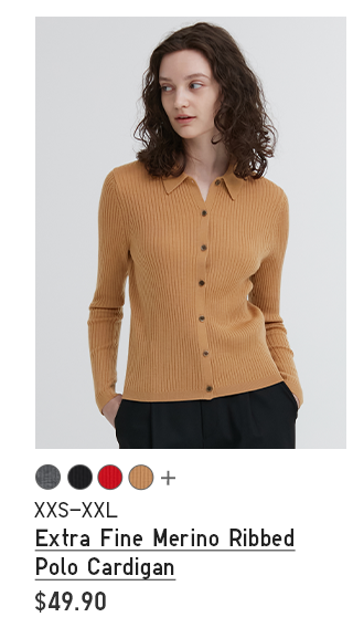PDP 11 - WOMEN EXTRA FINE MERINO RIBBED POLO CARDIGAN
