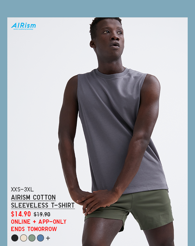 PDP 5 - MEN AIRISM COTTON SLEEVELESS T-SHIRT