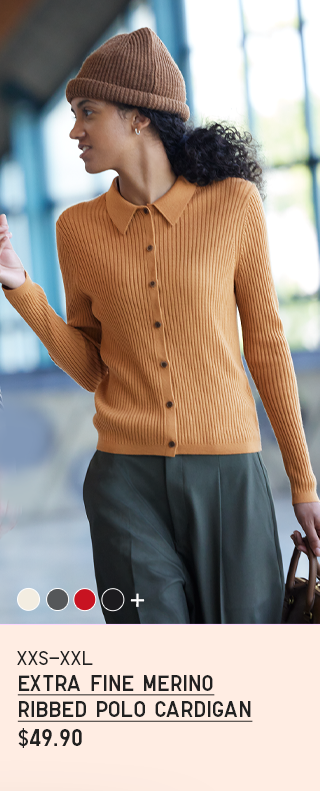 PDP 2 - WOMEN EXTRA FINE MERINO RIBBED POLO CARDIGAN